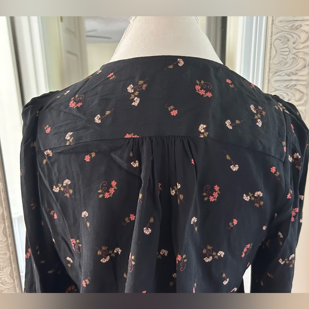 Madewell Black Floral Wrap Top - Picture 5 of 6